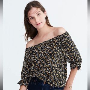 MADEWELL Silk Falling Leaves Off The Shoulder Top
